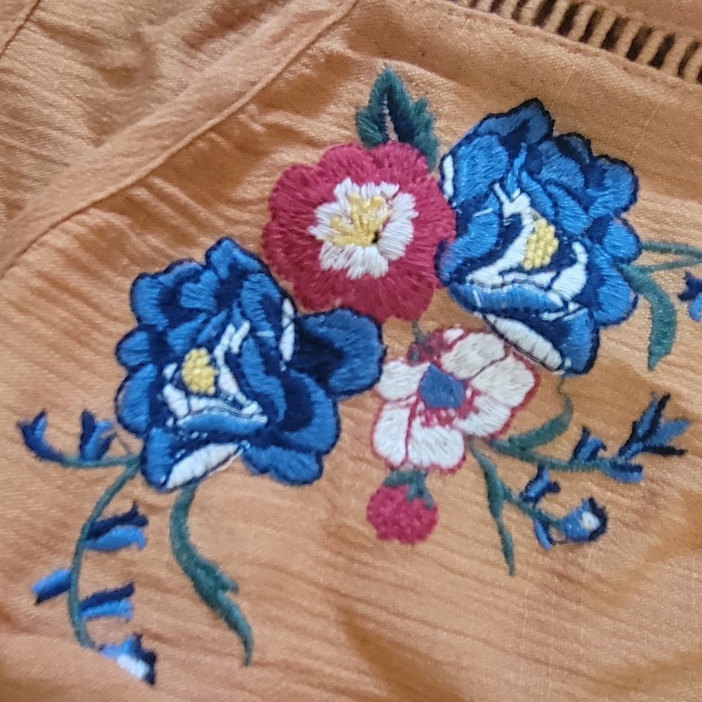 Embroidered Off-Shoulder Rust Top - Picture 4 of 4